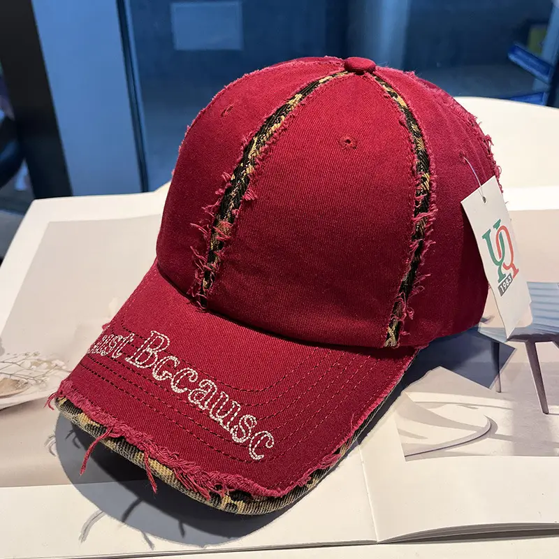 Brown Distressed Baseball Cap for Women Men Summer Fashion