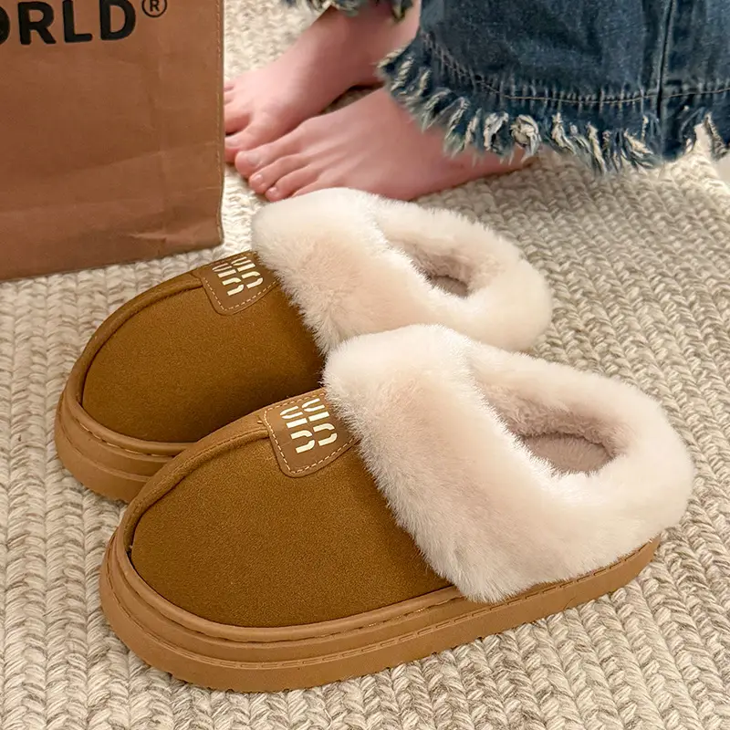 Cotton Slippers Winter Indoor Comfortable Home Plush Slippers Warm Home Fashion Non-Slip Cotton Slippers Couple Slippers - Image 4