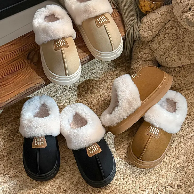 Cotton Slippers Winter Indoor Comfortable Home Plush Slippers Warm Home Fashion Non-Slip Cotton Slippers Couple Slippers - Image 6