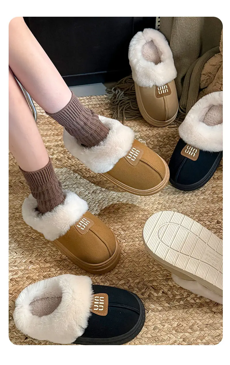 Cotton Slippers Winter Indoor Comfortable Home Plush Slippers Warm Home Fashion Non-Slip Cotton Slippers Couple Slippers — feature 12