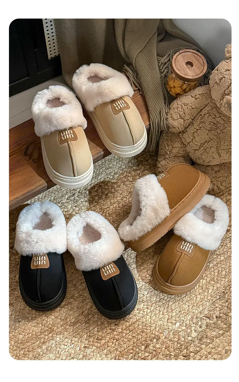 Cotton Slippers Winter Indoor Comfortable Home Plush Slippers Warm Home Fashion Non-Slip Cotton Slippers Couple Slippers — feature 13
