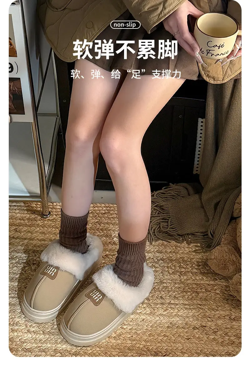 Cotton Slippers Winter Indoor Comfortable Home Plush Slippers Warm Home Fashion Non-Slip Cotton Slippers Couple Slippers — feature 9
