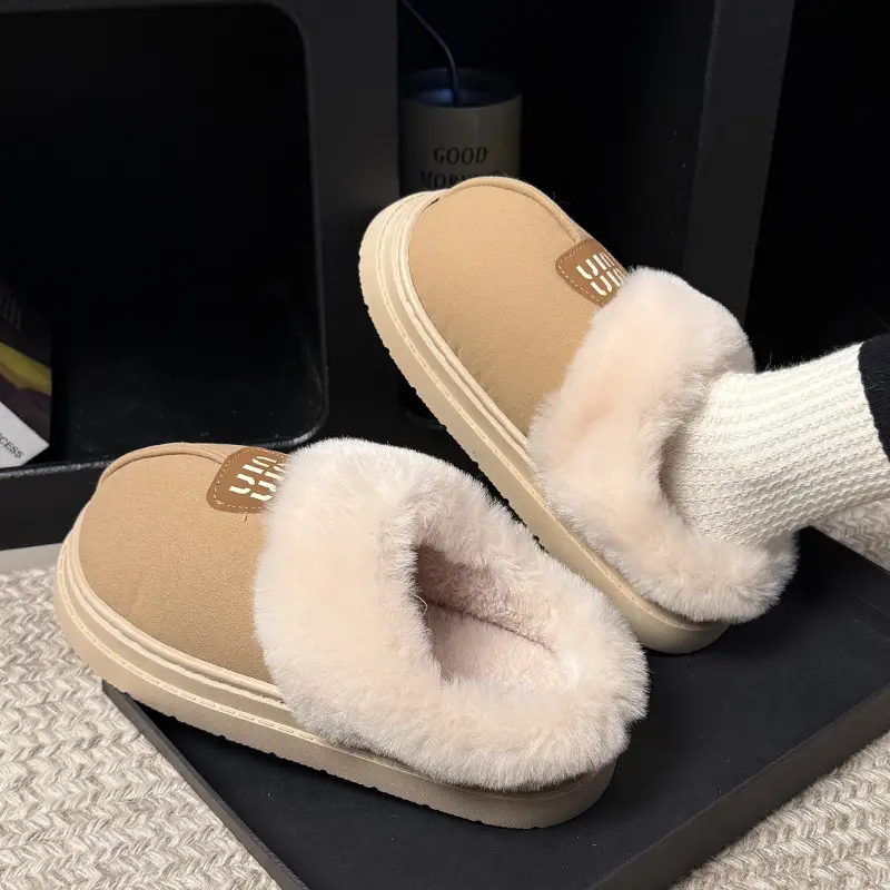 Cotton Slippers Winter Indoor Comfortable Home Plush Slippers Warm Home Fashion Non-Slip Cotton Slippers Couple Slippers - Image 2