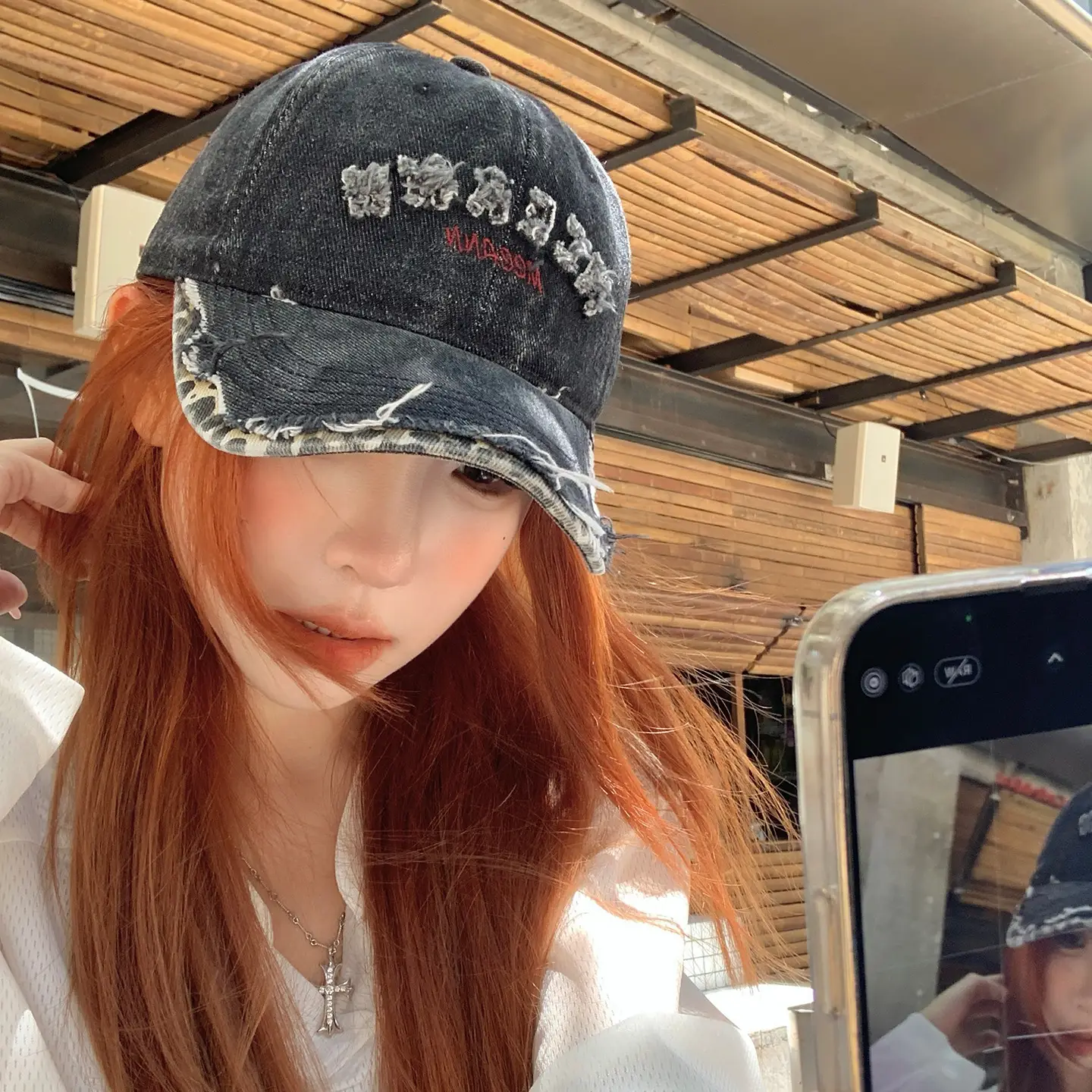 American Style Vintage Distressed Letter Embroidery Baseball Cap for Women with Wide Brim - Image 9