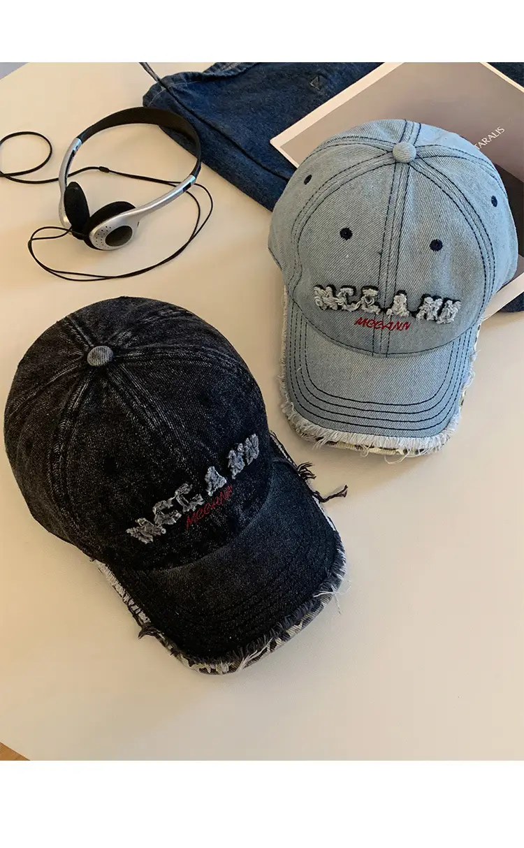American Style Vintage Distressed Letter Embroidery Baseball Cap for Women with Wide Brim — feature 10