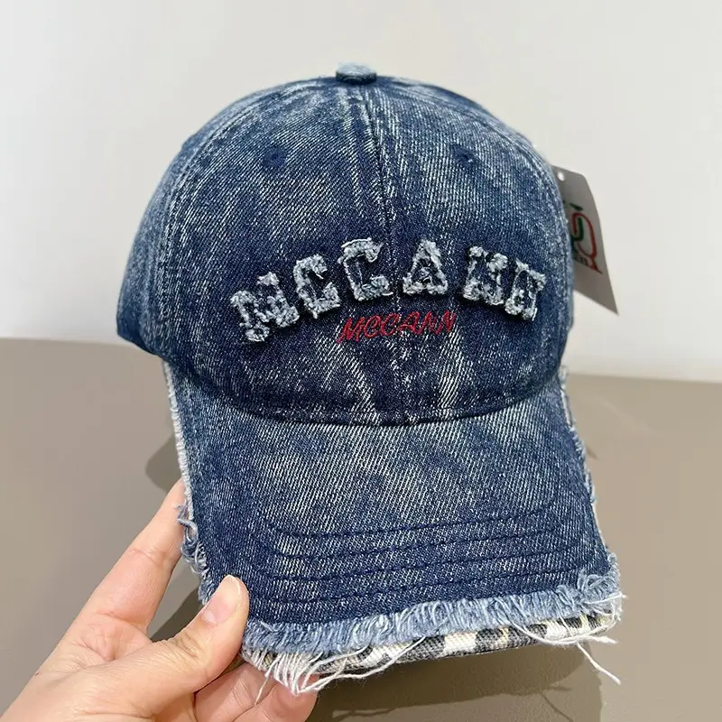 American Style Vintage Distressed Letter Embroidery Baseball Cap for Women with Wide Brim — feature 14