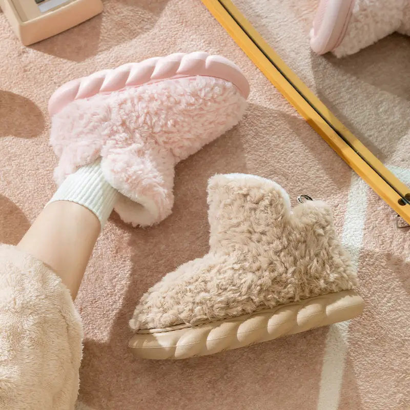High-Top Heel-Covering Cotton Slippers for Winter, Fleece-Lined for Warmth, Suitable for Men and Women, Couples' Indoor and Outdoor Non-Slip Soft-Soled Plush Cotton Shoes - Image 6
