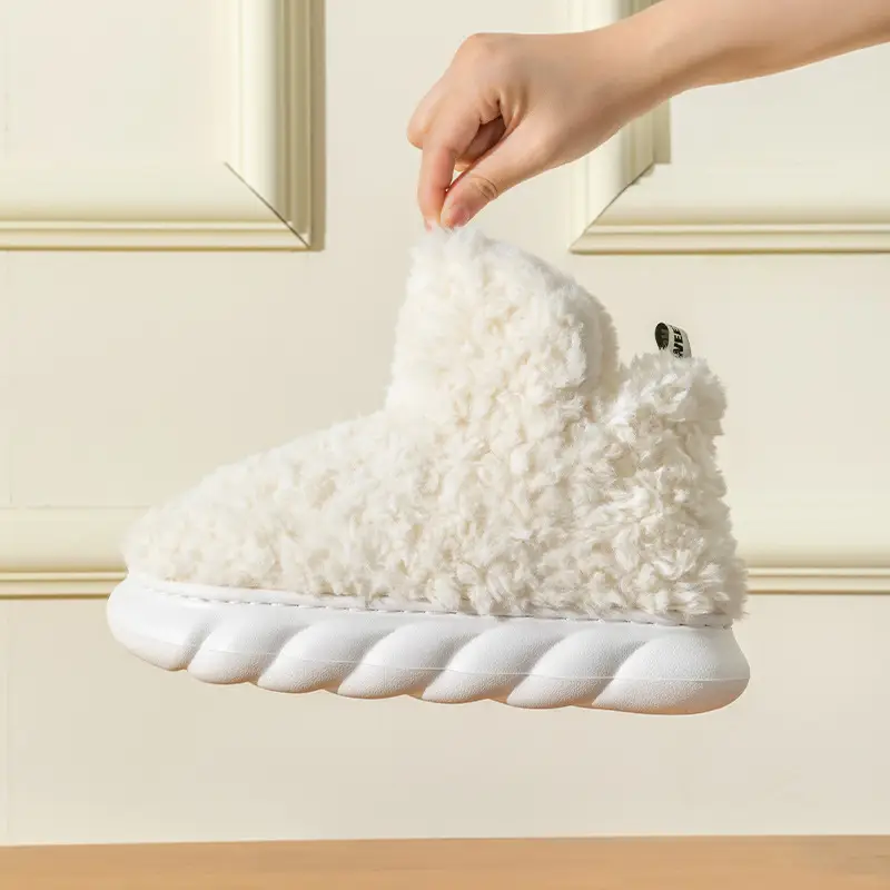 High-Top Heel-Covering Cotton Slippers for Winter, Fleece-Lined for Warmth, Suitable for Men and Women, Couples' Indoor and Outdoor Non-Slip Soft-Soled Plush Cotton Shoes - Image 8