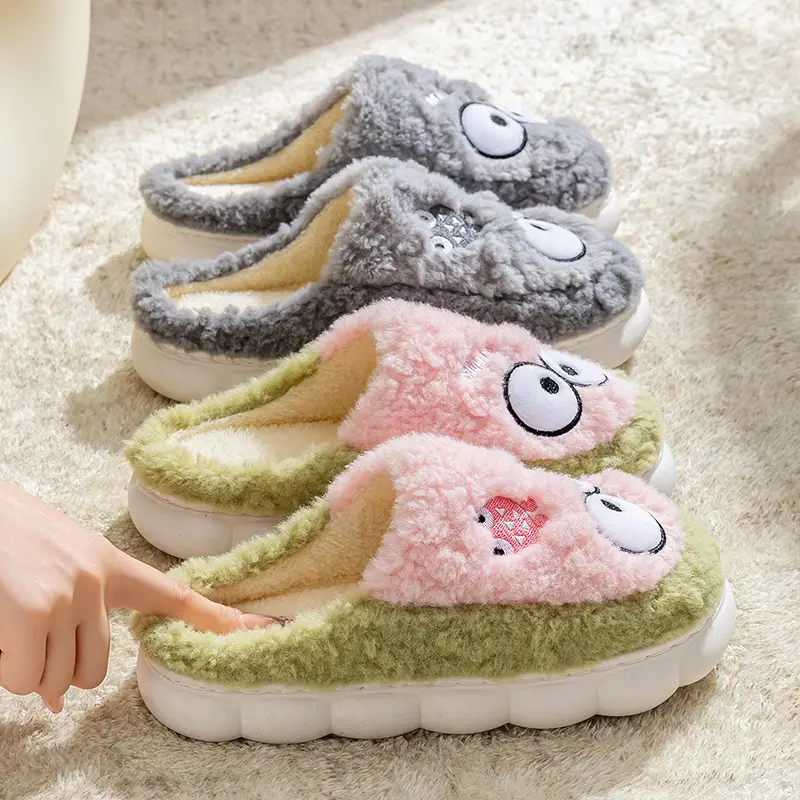 Women's Double Color Cashmere Slippers Non-Slip Warm Indoor Home - Image 9