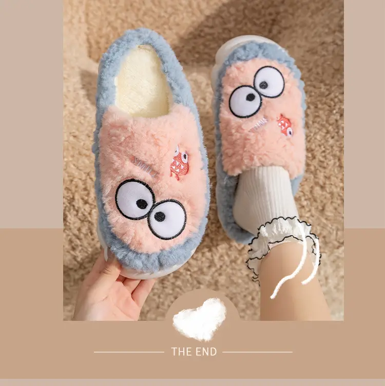 Women's Double Color Cashmere Slippers Non-Slip Warm Indoor Home — feature 14