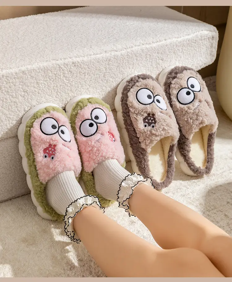 Women's Double Color Cashmere Slippers Non-Slip Warm Indoor Home — feature 16