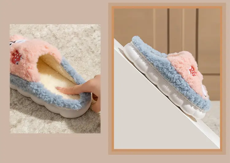 Women's Double Color Cashmere Slippers Non-Slip Warm Indoor Home — feature 18