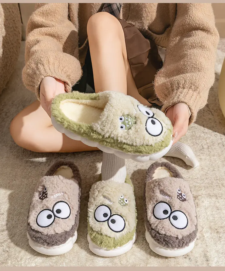 Women's Double Color Cashmere Slippers Non-Slip Warm Indoor Home — feature 19