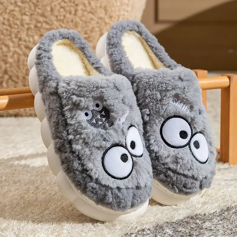 Women's Double Color Cashmere Slippers Non-Slip Warm Indoor Home - Image 4