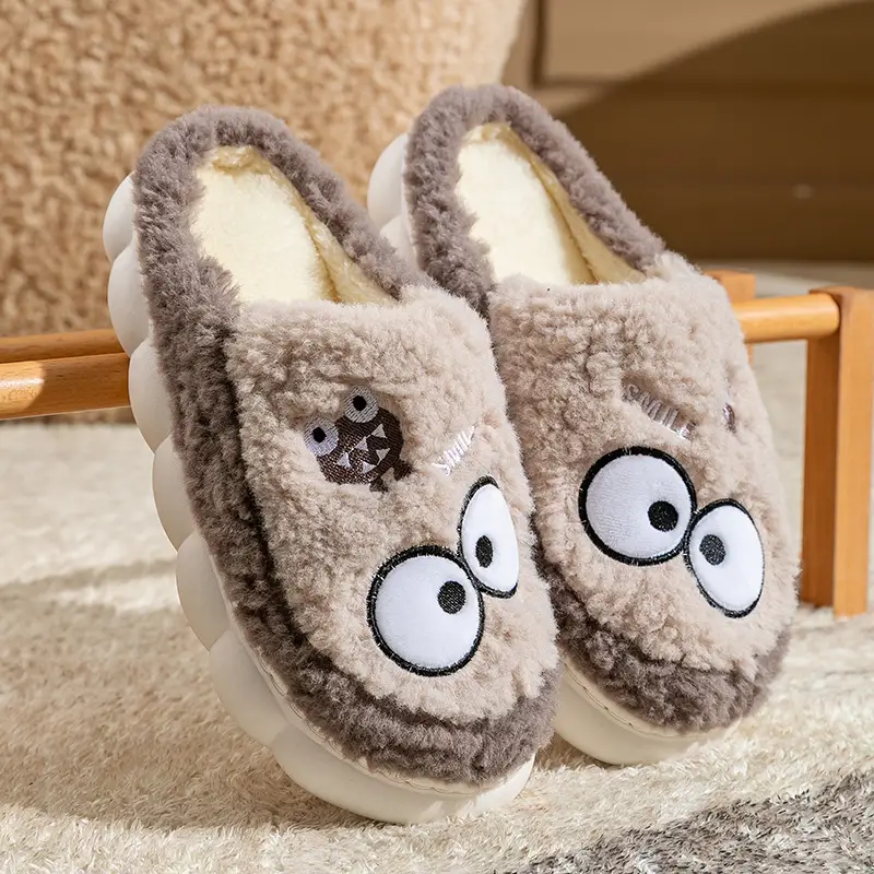 Women's Double Color Cashmere Slippers Non-Slip Warm Indoor Home - Image 5