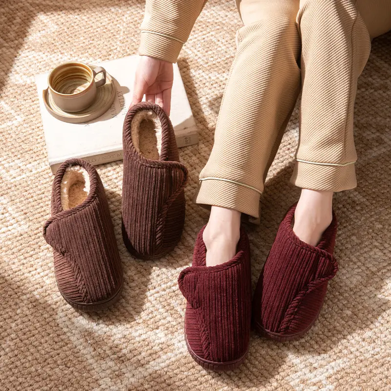 Autumn and Winter Special Cotton Slippers for Middle-Aged and Elderly Men and Women Fleece-Lined High Heel Warm Tendon Thick Sole Non-Slip Home Cotton Shoes - Image 6