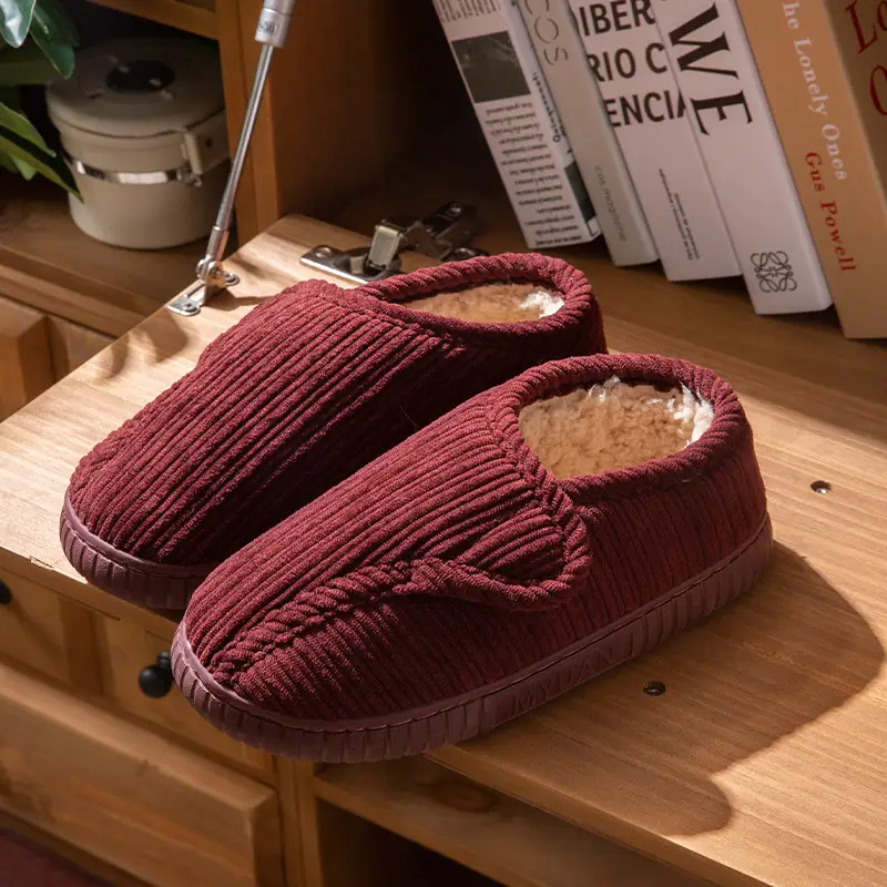 Autumn and Winter Special Cotton Slippers for Middle-Aged and Elderly Men and Women Fleece-Lined High Heel Warm Tendon Thick Sole Non-Slip Home Cotton Shoes - Image 8