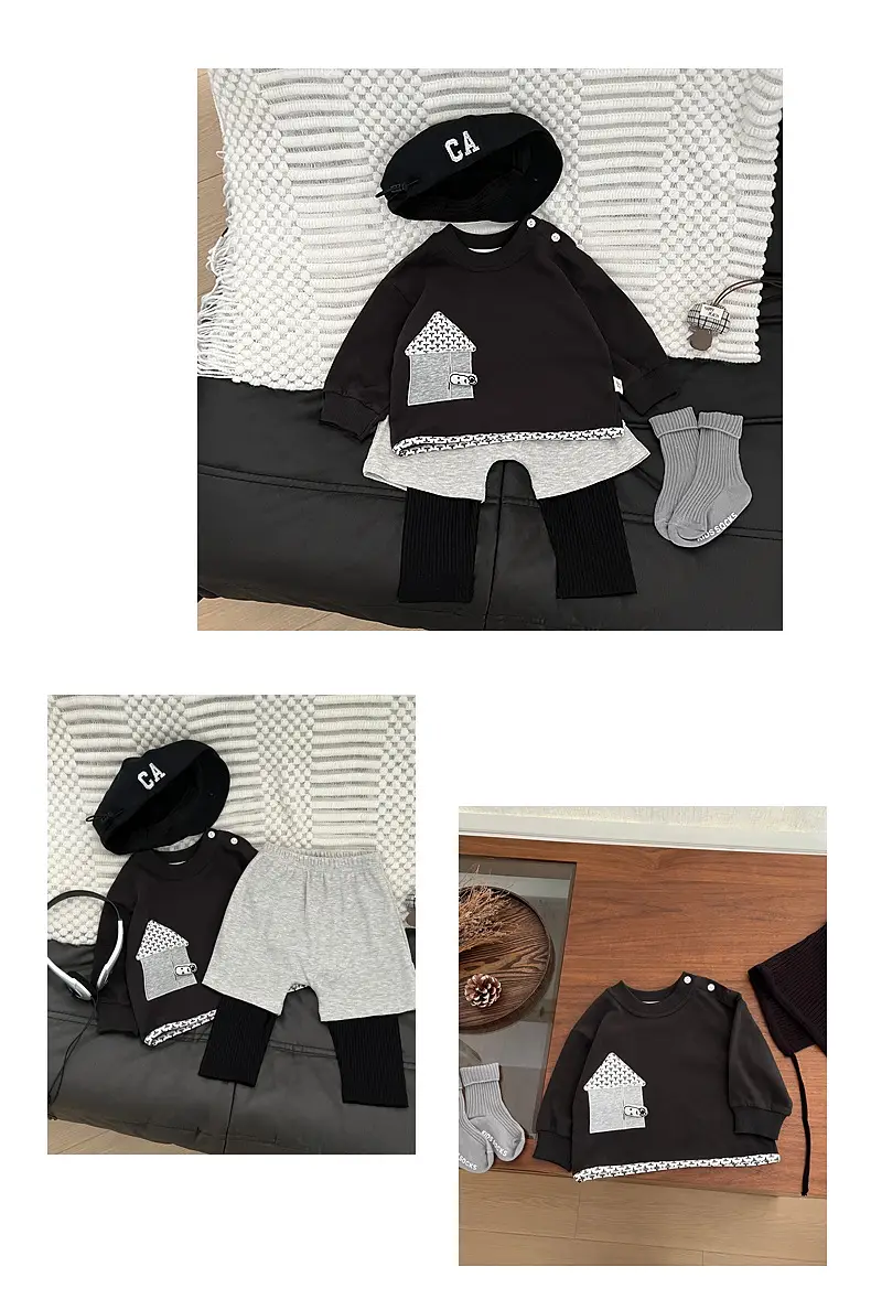 Baby Sweatshirt Set Black White Long Sleeve Casual Top — feature 6