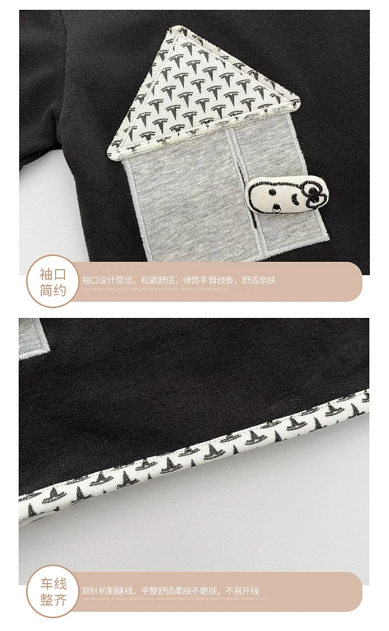 Baby Sweatshirt Set Black White Long Sleeve Casual Top — feature 8