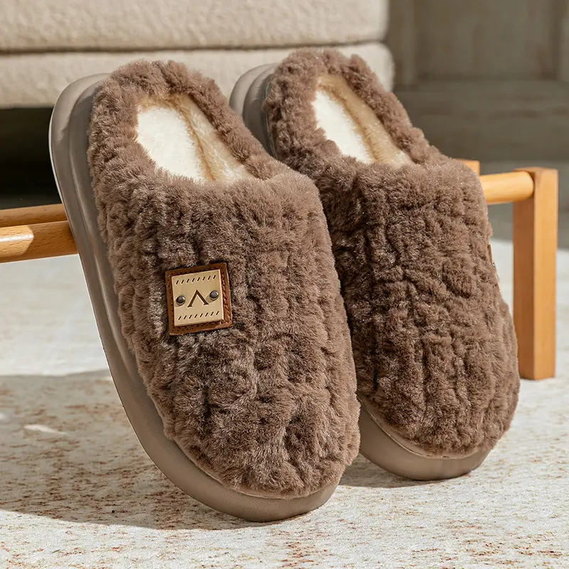 Warm Fluffy Cotton Slippers for Winter Couple - Image 5