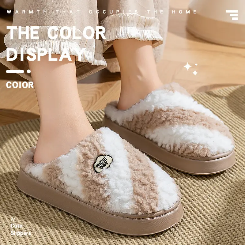 Women's 2025 New Autumn and Winter Home Indoor Non-Slip Warm Plush Postpartum Cotton Slippers - Image 7