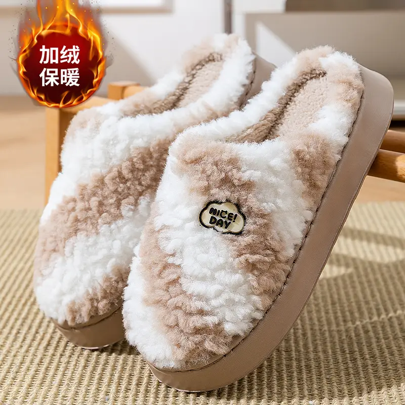 Women's 2025 New Autumn and Winter Home Indoor Non-Slip Warm Plush Postpartum Cotton Slippers - Image 3