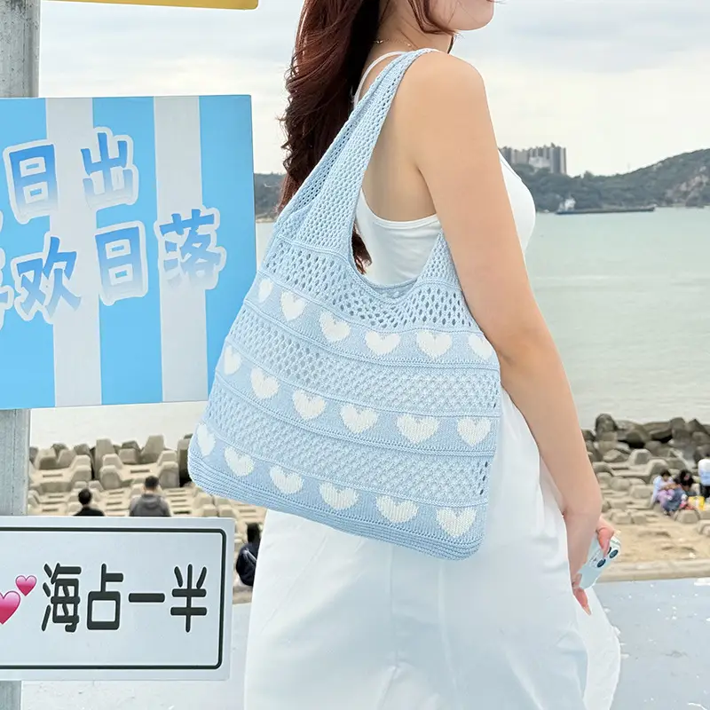 Heart Shaped Knitted Women's Shoulder Bag Large Capacity — feature 15