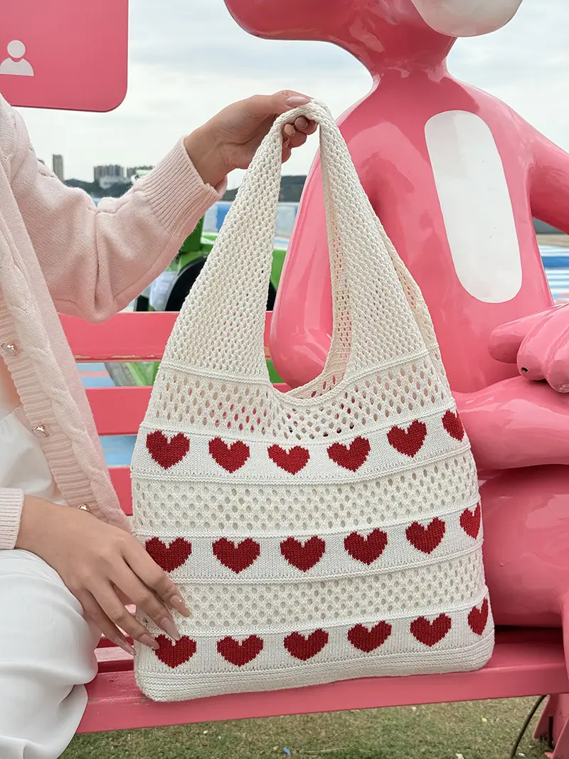 Heart Shaped Knitted Women's Shoulder Bag Large Capacity — feature 21