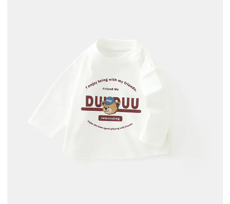 White Korean Style Toddler T-Shirt Long Sleeve Baby Base Shirt — feature 12