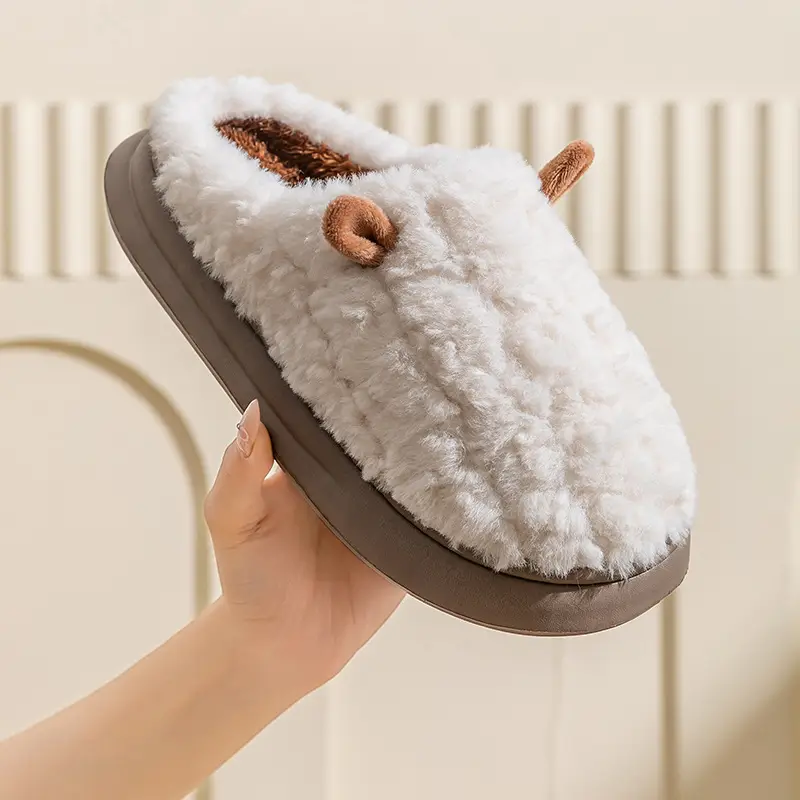 Pink Fluffy Cross-Border Slippers for Women Winter Warm - Image 8
