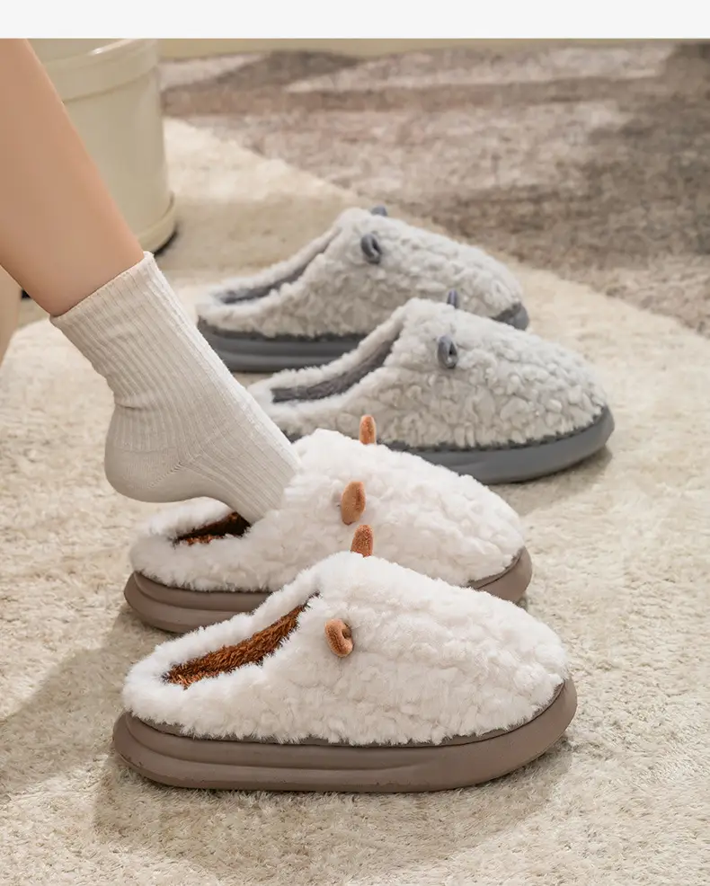 Pink Fluffy Cross-Border Slippers for Women Winter Warm — feature 26