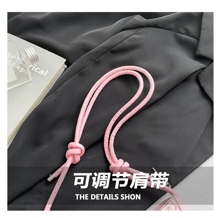 2026 Black Crescent Shoulder Bag with White Embroidery — feature 3