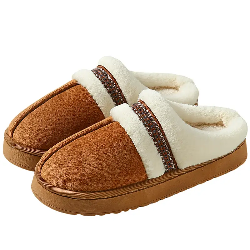 Women Cotton Slippers Warm Fur Trim Winter 2025 - Image 8