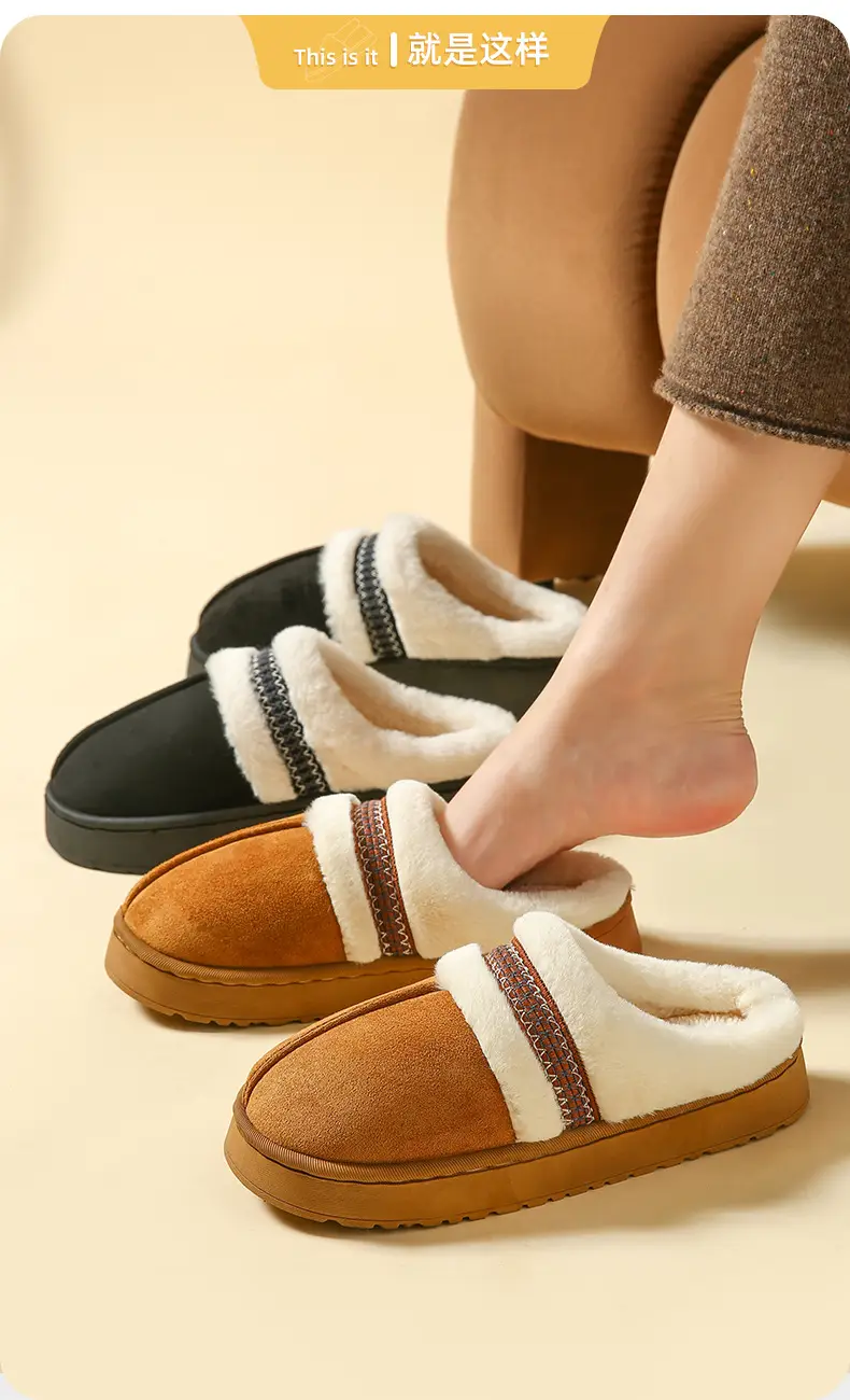 Women Cotton Slippers Warm Fur Trim Winter 2025 — feature 10