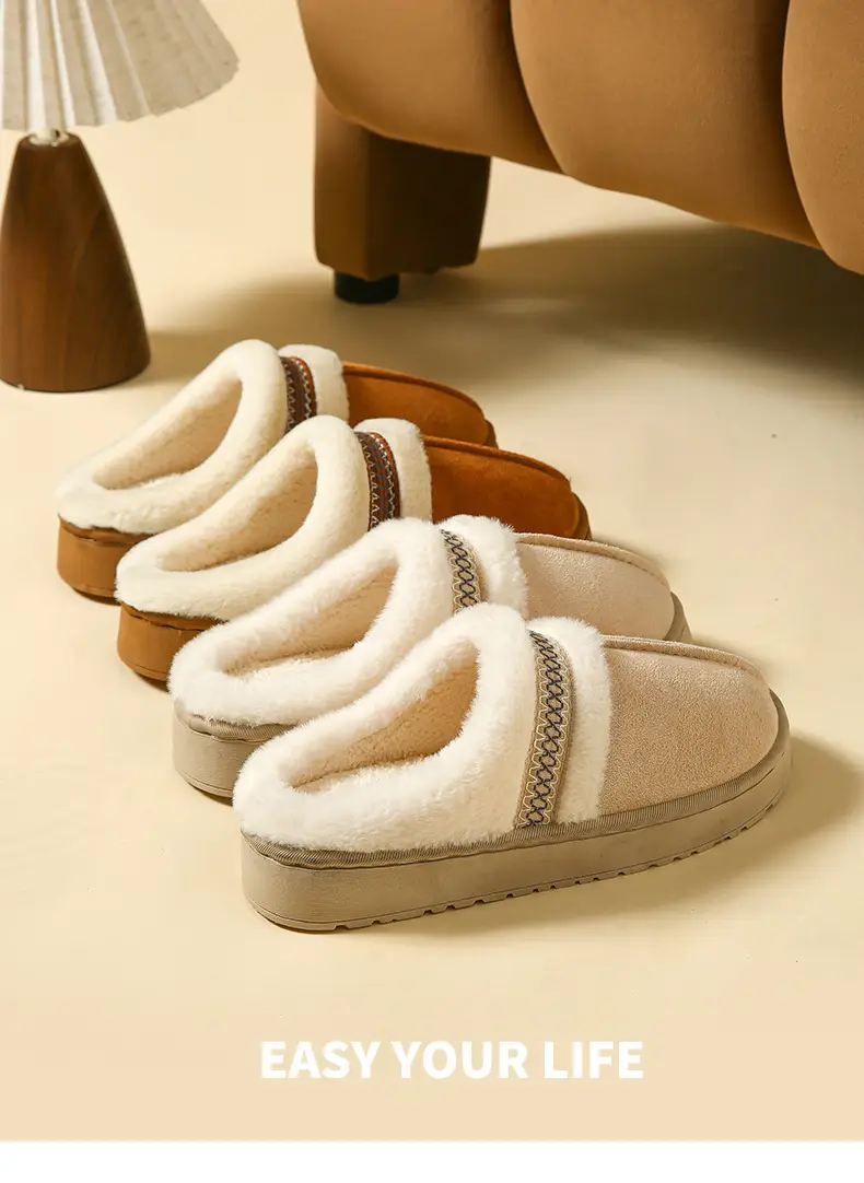 Women Cotton Slippers Warm Fur Trim Winter 2025 — feature 13