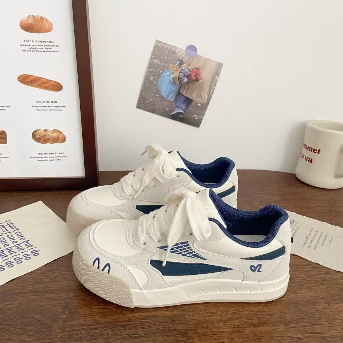 Women's White Blue Thick Sole Casual Shoes 2025 - Image 4