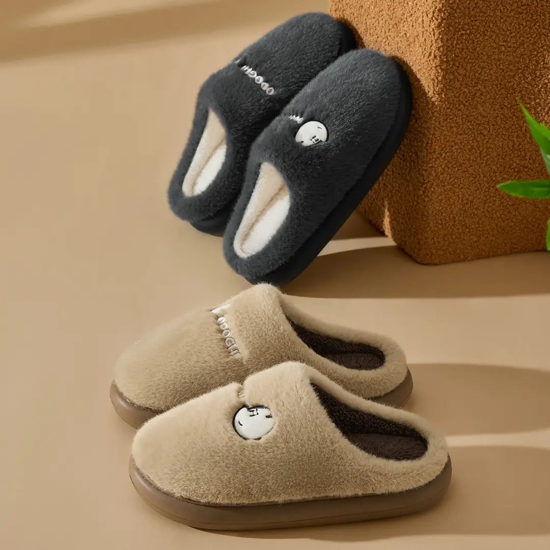 Cotton Slippers for Women 2025 Winter New Style Indoor Home Non-Slip Thick Sole Fleece-Lined Warm Couple Plush Slippers for Men - Image 13