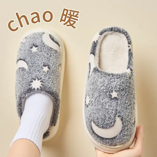 Cotton Slippers for Women 2025 Winter New Style Indoor Home Non-Slip Thick Sole Fleece-Lined Warm Couple Plush Slippers for Men - Image 10