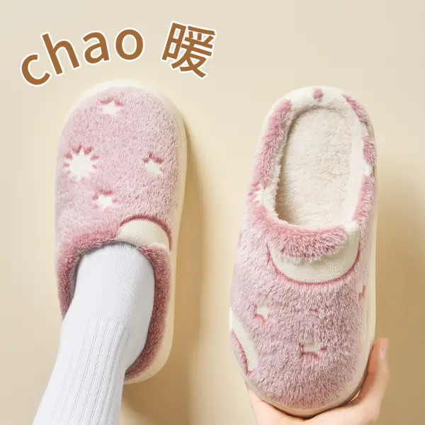 Cotton Slippers for Women 2025 Winter New Style Indoor Home Non-Slip Thick Sole Fleece-Lined Warm Couple Plush Slippers for Men - Image 9