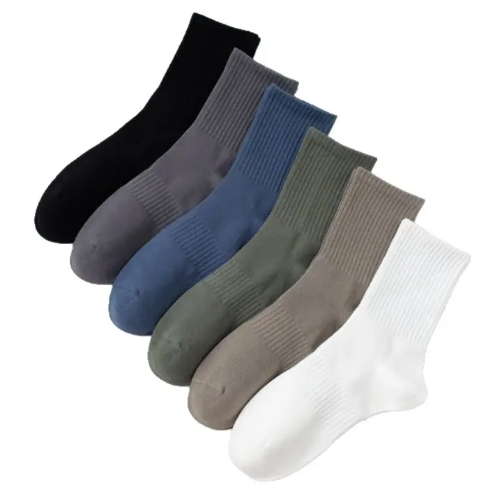 Men's Pure Cotton Mid-Calf Business Socks, Antibacterial, Sweat-Absorbent, Odor-Resistant, All-Cotton Men's Long Socks, Wholesale from Zhuji