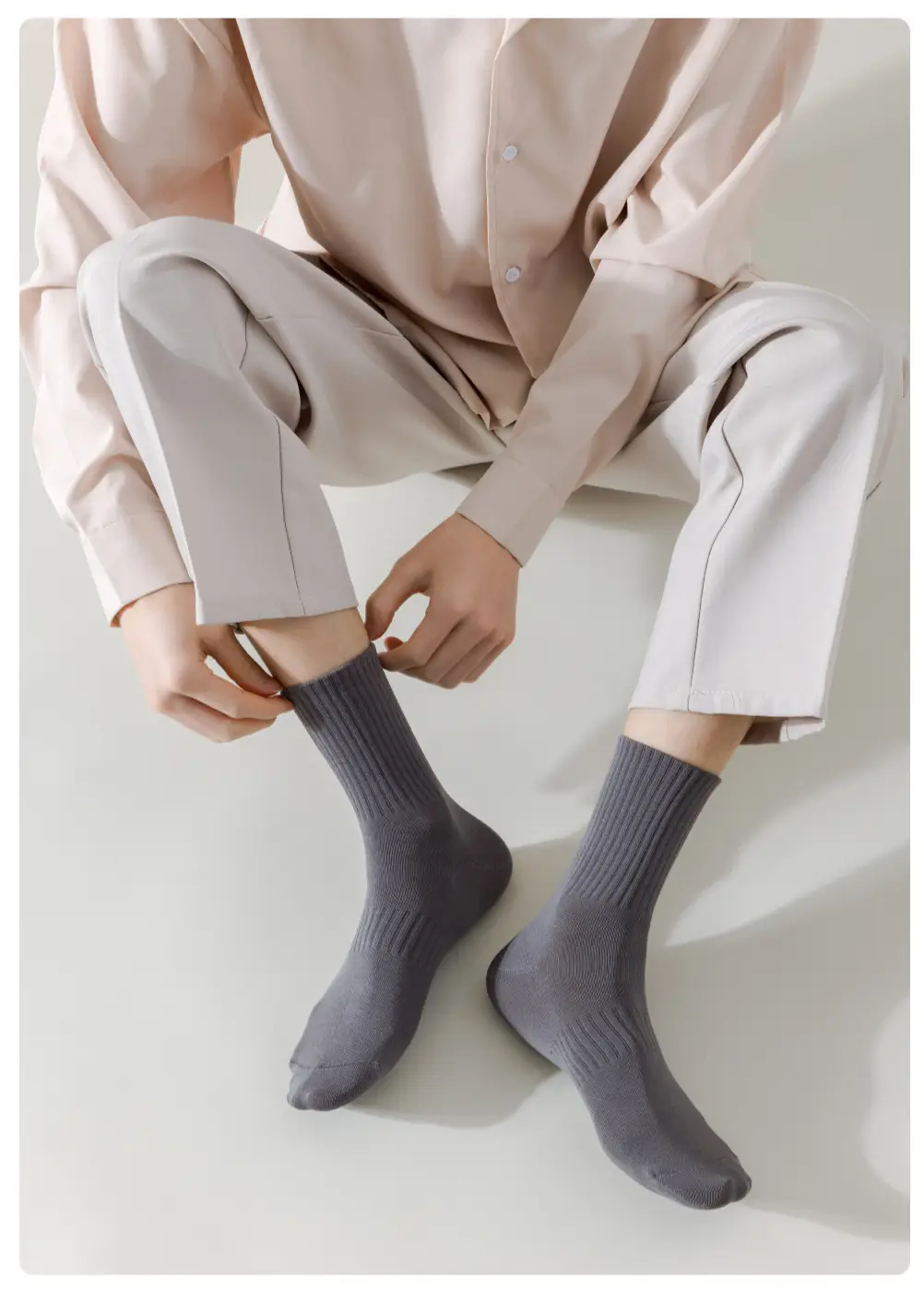 Men's Pure Cotton Mid-Calf Business Socks, Antibacterial, Sweat-Absorbent, Odor-Resistant, All-Cotton Men's Long Socks, Wholesale from Zhuji — feature 17