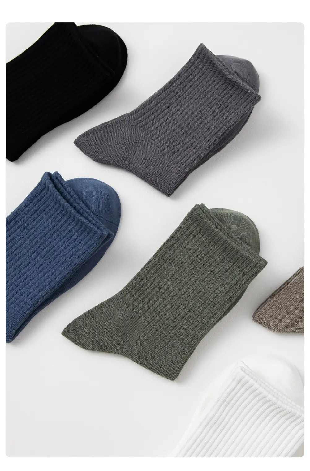 Men's Pure Cotton Mid-Calf Business Socks, Antibacterial, Sweat-Absorbent, Odor-Resistant, All-Cotton Men's Long Socks, Wholesale from Zhuji — feature 7