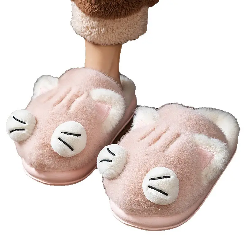Cute Lucky Cat Cotton Slippers Women Winter Indoor - Image 8