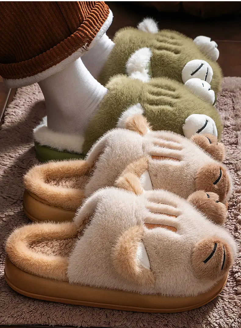 Cute Lucky Cat Cotton Slippers Women Winter Indoor — feature 3