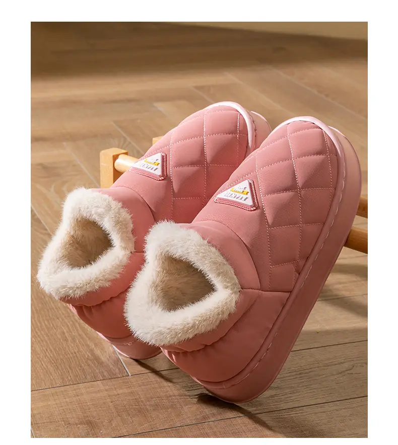 Women Pink Warm Fleece Lined Slipper Autumn Winter — feature 13