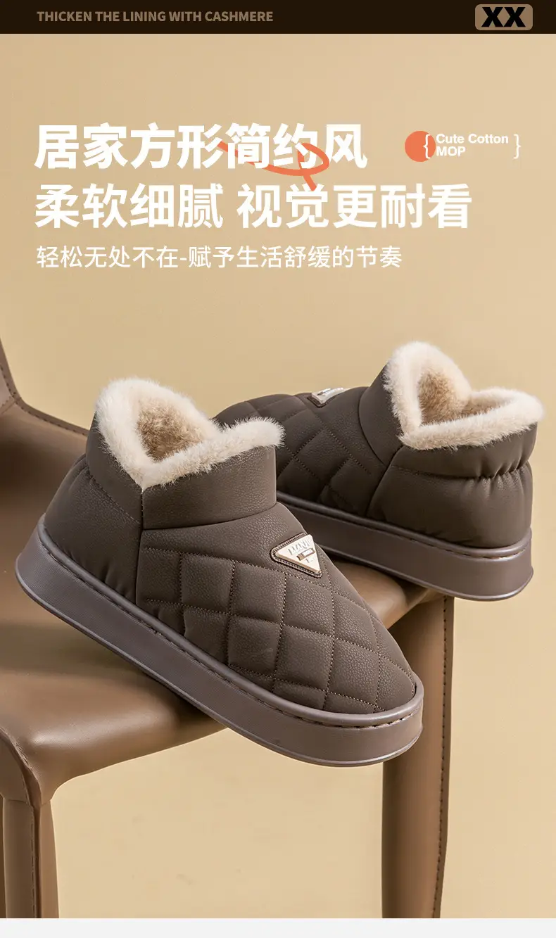 Women Pink Warm Fleece Lined Slipper Autumn Winter — feature 3