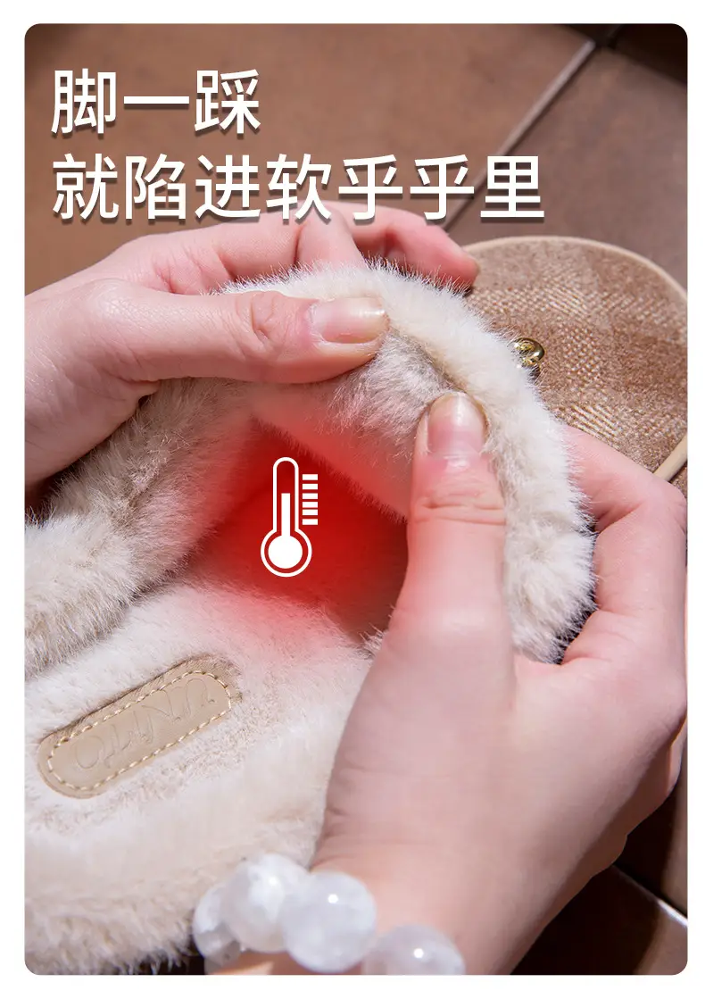 Thick-Soled Cotton Slippers for Women Winter 2025 New Indoor Home Non-Slip Warm Bow Plush Slippers for Women Winter — feature 3