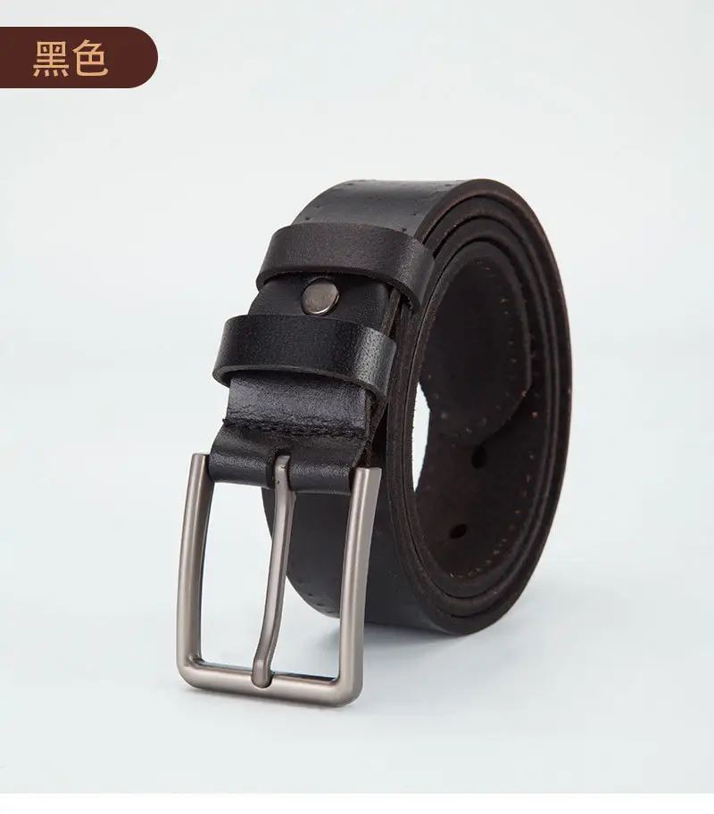 Men's Genuine Leather Belt Brown Buckle — feature 12