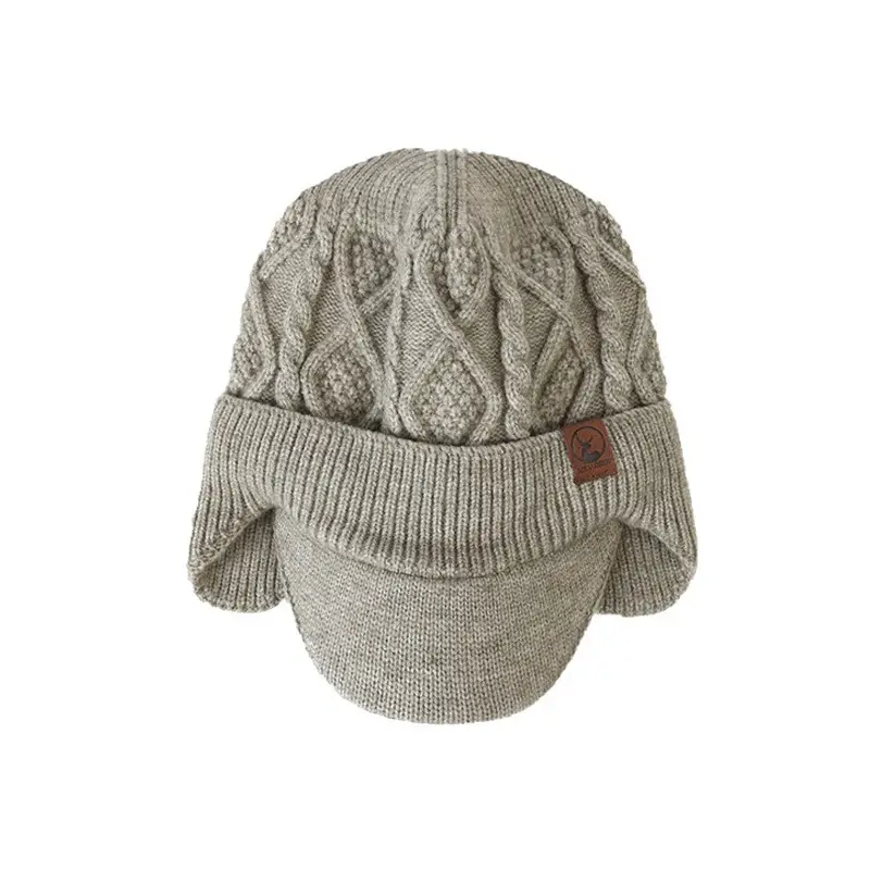 Fleece Lined Winter Ear Hat Dark Blue for Men Women - Image 9