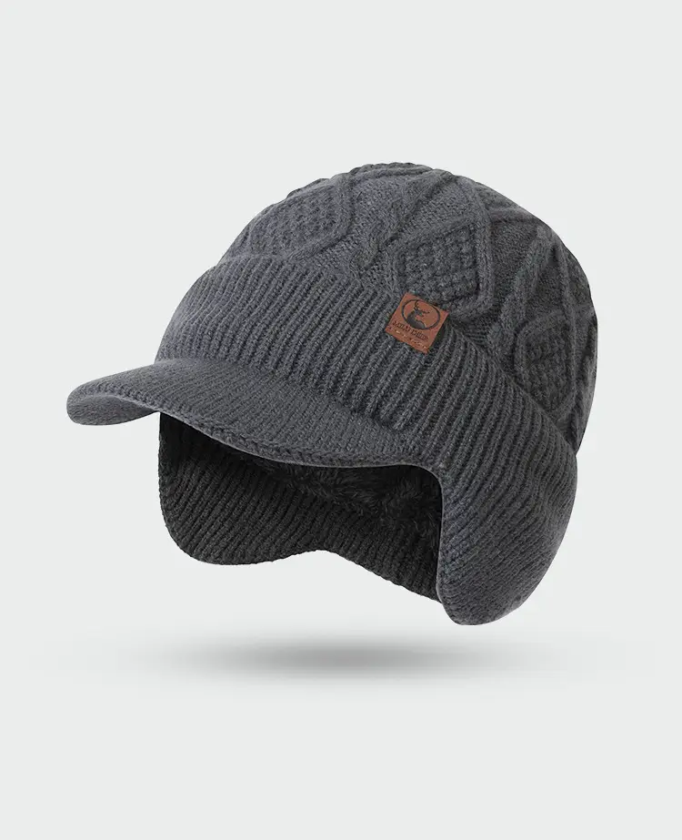 Fleece Lined Winter Ear Hat Dark Blue for Men Women — feature 13